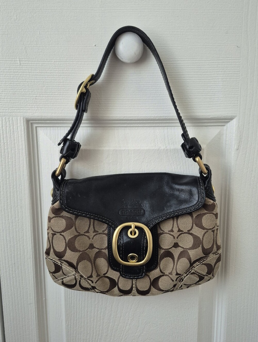 Vintage Coach Bleeker Baguette Bag Classic Print